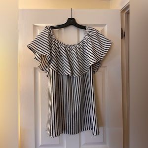 Reformation Off Shoulder Dress Striped Size Small